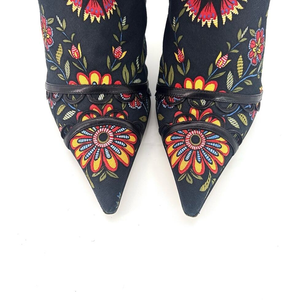 Christian Dior SS 2002 Galliano Floral Print Pointed Toe Stiletto Boots 39.5 - Picture 7 of 11